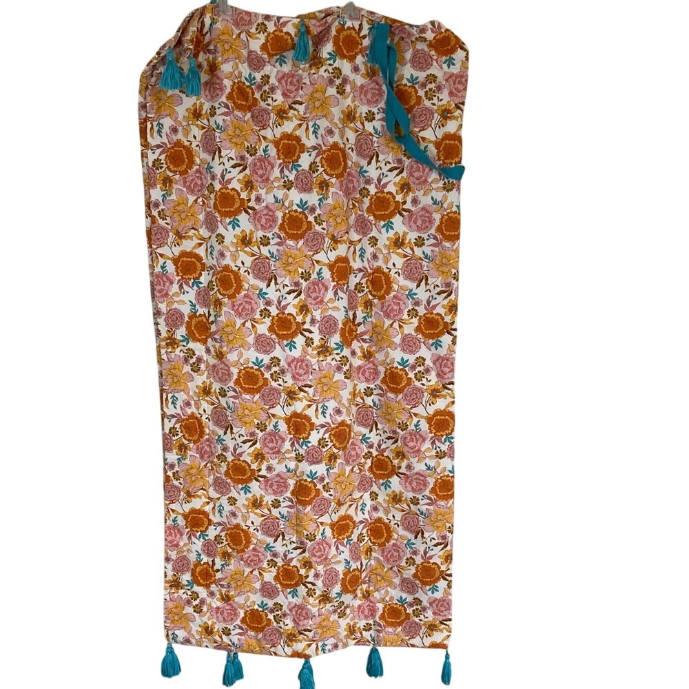 Matilda Jane Floral Lets Go Together Day‎ Picnic Quilt Throw 58x58 Orange Blue